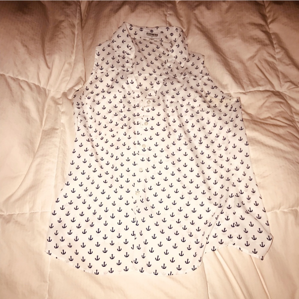 ⚓️NWOT EXPRESS SZ SM SHEER SLEEVELESS ANCHOR TOP! ⚓️ - Picture 5 of 8